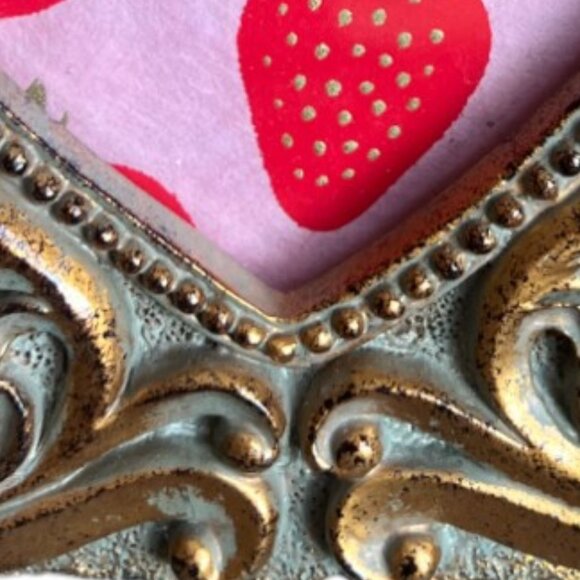 Roma Downey for Home Interiors Gold Metallic Ornate Frame w Glass & Art 6.75" sq - Picture 6 of 16